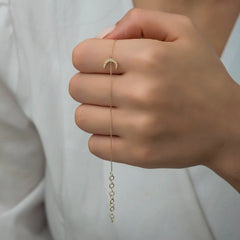 14K Gold Diamond Crescent Moon Bracelet – Lunara