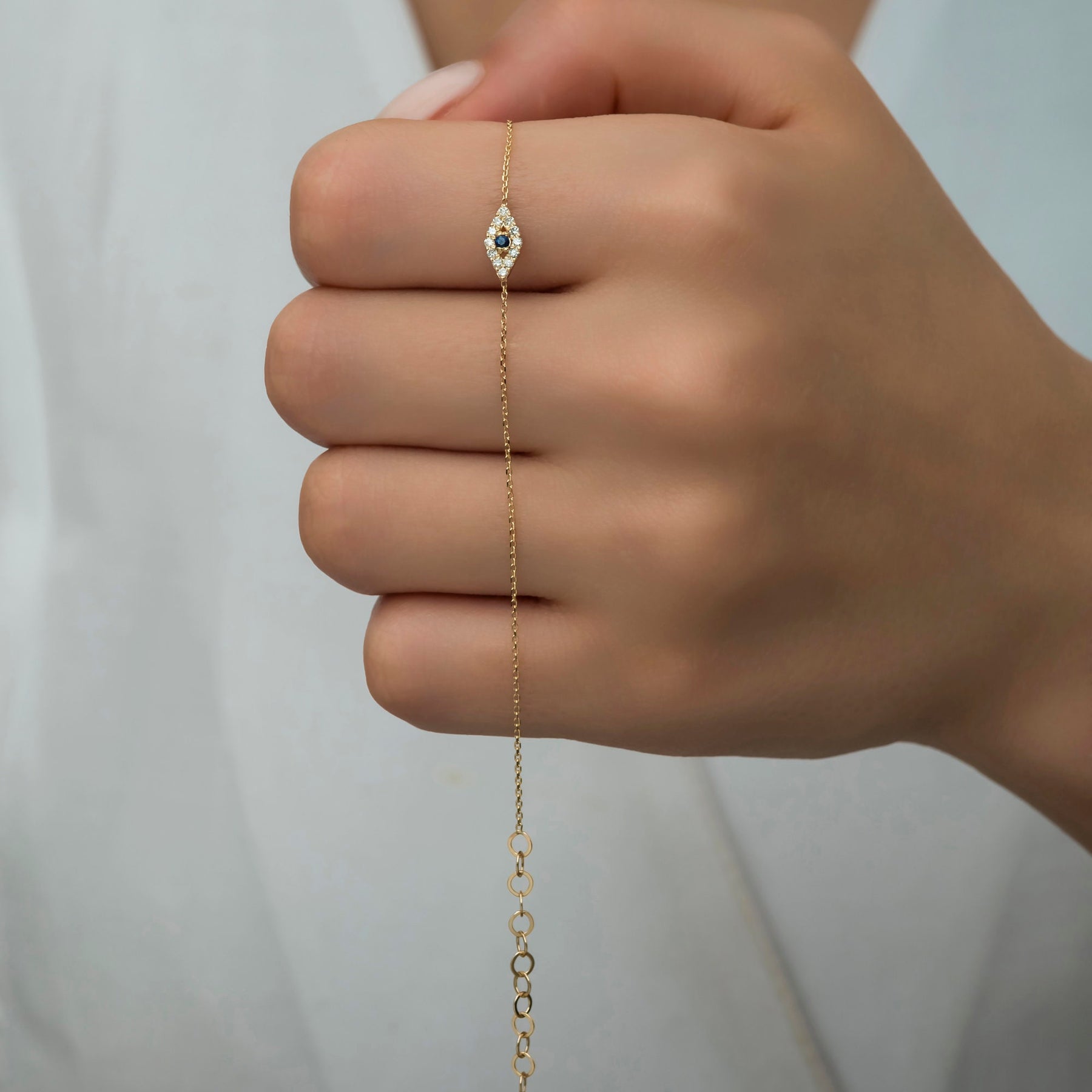 14K Gold Diamond Evil Eye Bracelet – Sentinel