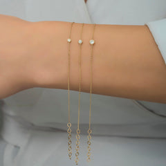 14K Gold Bezel Setting Diamond Bracelet for Women/ Gold Diamond Woman Bracelets/ 14K Solitaire Diamond Bracelets/ The Mom/ Gift for Her