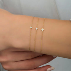 14K Gold Bezel Setting Diamond Bracelet for Women/ Gold Diamond Woman Bracelets/ 14K Solitaire Diamond Bracelets/ The Mom/ Gift for Her