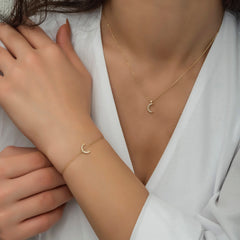 14K Gold Diamond Crescent Moon Bracelet – Lunara