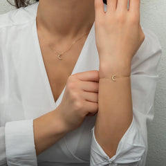 14K Gold Diamond Crescent Moon Bracelet – Lunara