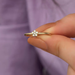 14K Gold Diamond Flower Ring – Florisse