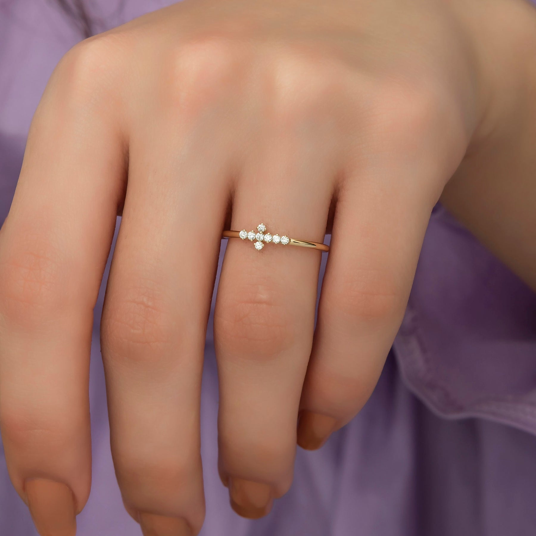 14K Gold Diamond Cross Ring – Valenne