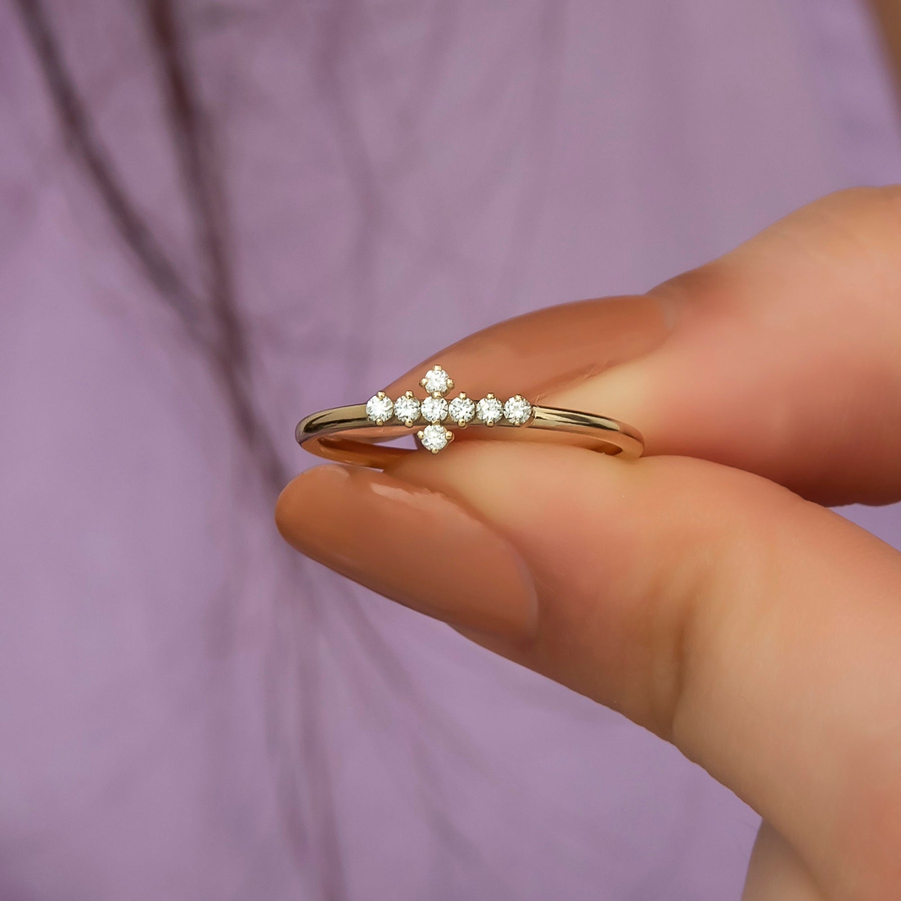 14K Gold Diamond Cross Ring – Valenne