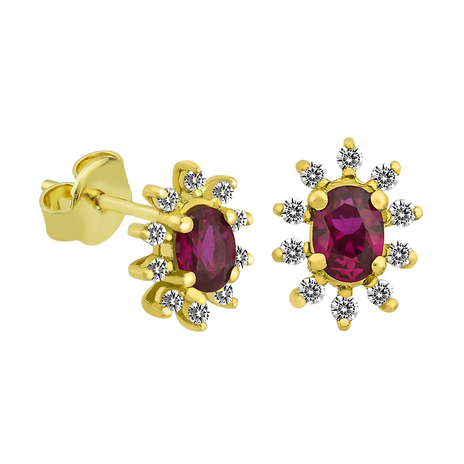 14K Gold Ruby & Diamond Oval Earrings – Astra