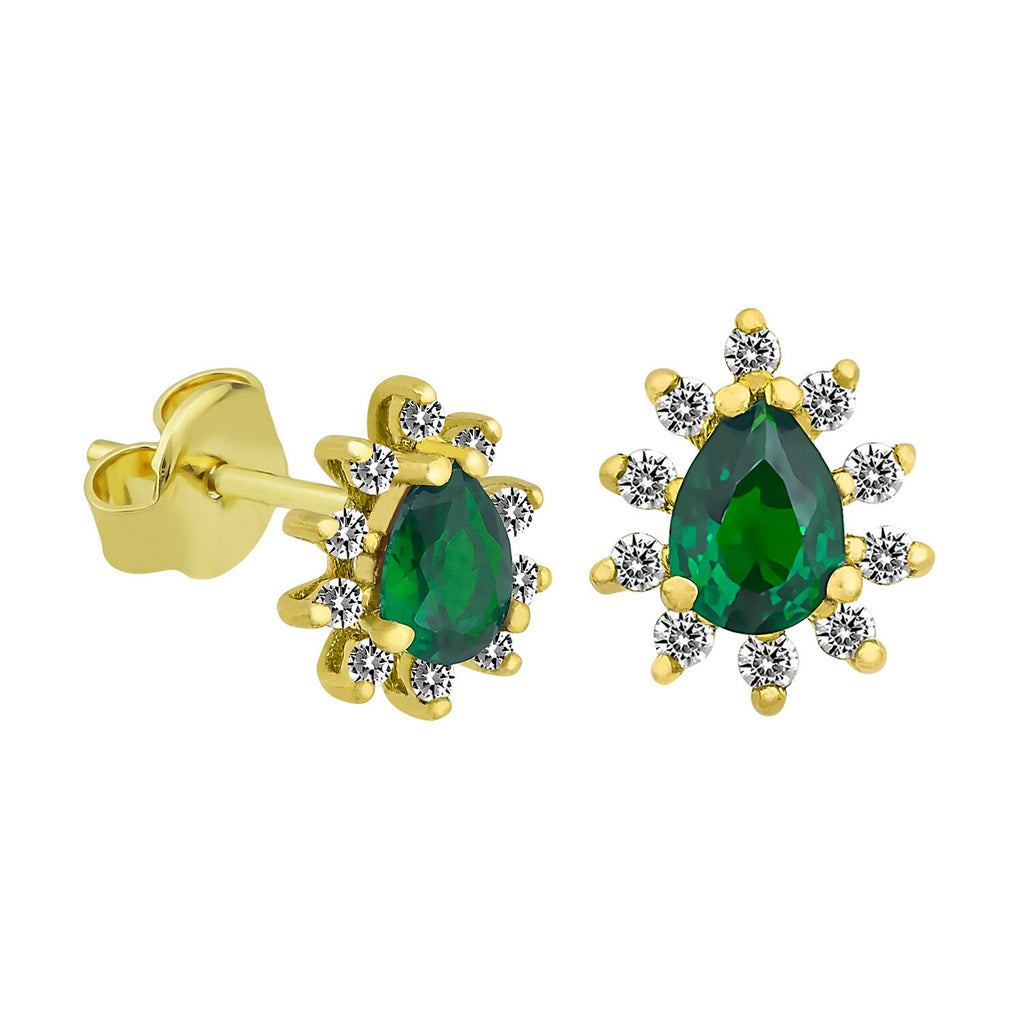 14K Gold Emerald & Diamond Pear Earrings – Astra