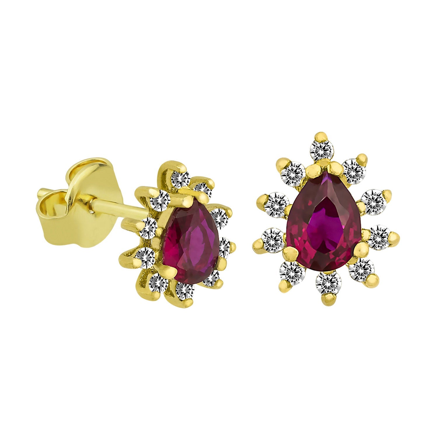 14K Gold Ruby & Diamond Pear Earrings – Astra