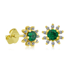14K Gold Emerald & Diamond Round Earrings – Astra