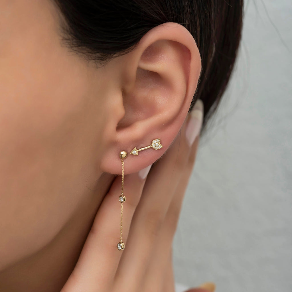 14K Gold Diamond Arrow Stud Earrings – Arcus