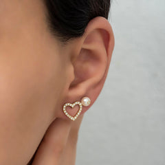14K Gold Diamond Heart Stud Earrings — Corvelle