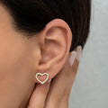 14K Gold Diamond Heart Stud Earrings — Corvelle