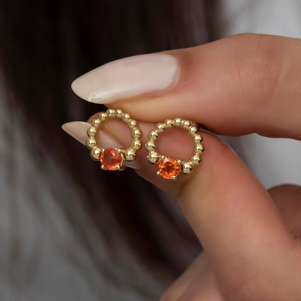 14K Gold Orange Sapphire Stud Earrings – Solara
