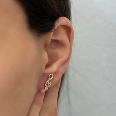 14K Gold Diamond Treble Clef Stud Earrings — Lyra