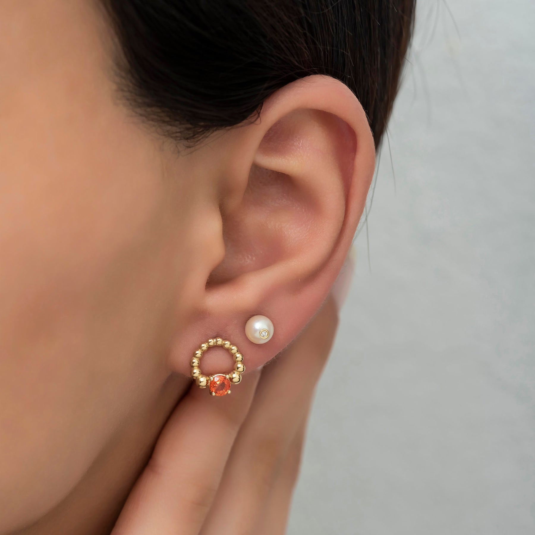 14K Gold Diamond Pearl Stud Earrings — Eclat