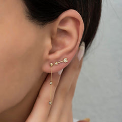 14K Gold Diamond Long Chain Earrings — Elara