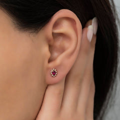 14K Gold Ruby & Diamond Oval Earrings – Astra