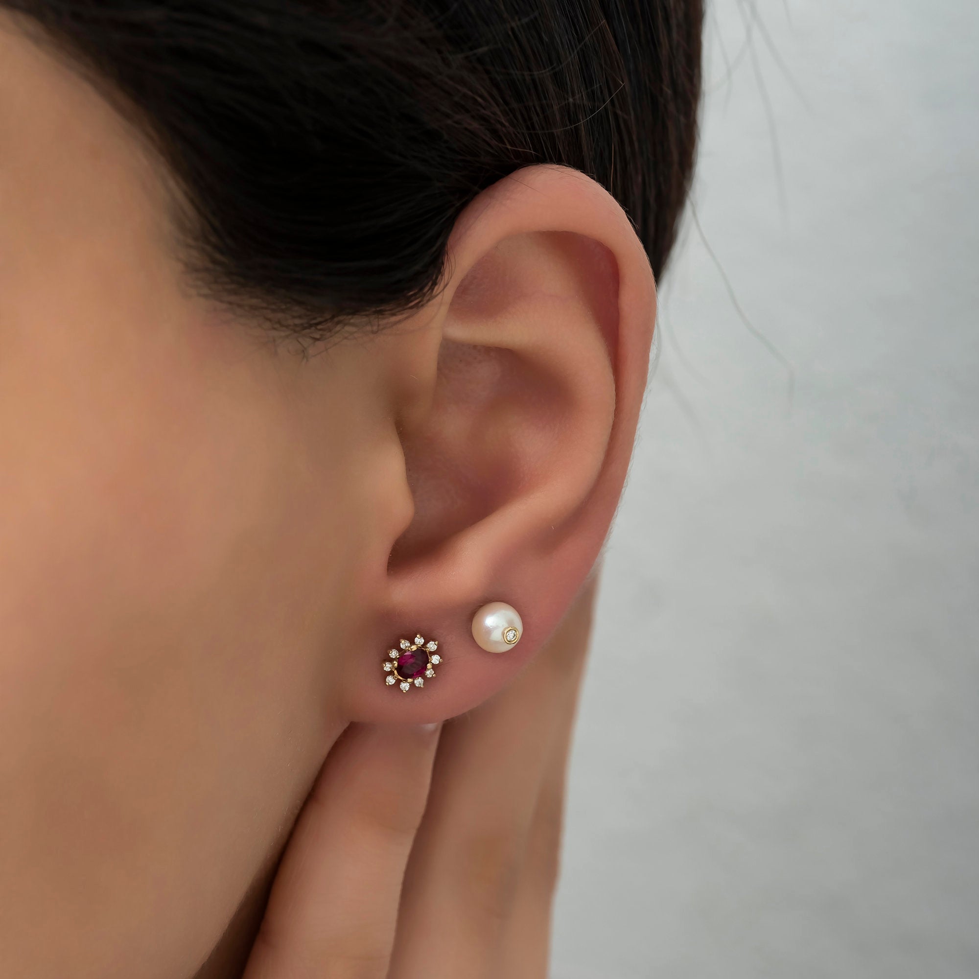 14K Gold Ruby & Diamond Oval Earrings – Astra