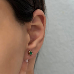 14K Gold Emerald & Diamond Oval Earrings – Astra