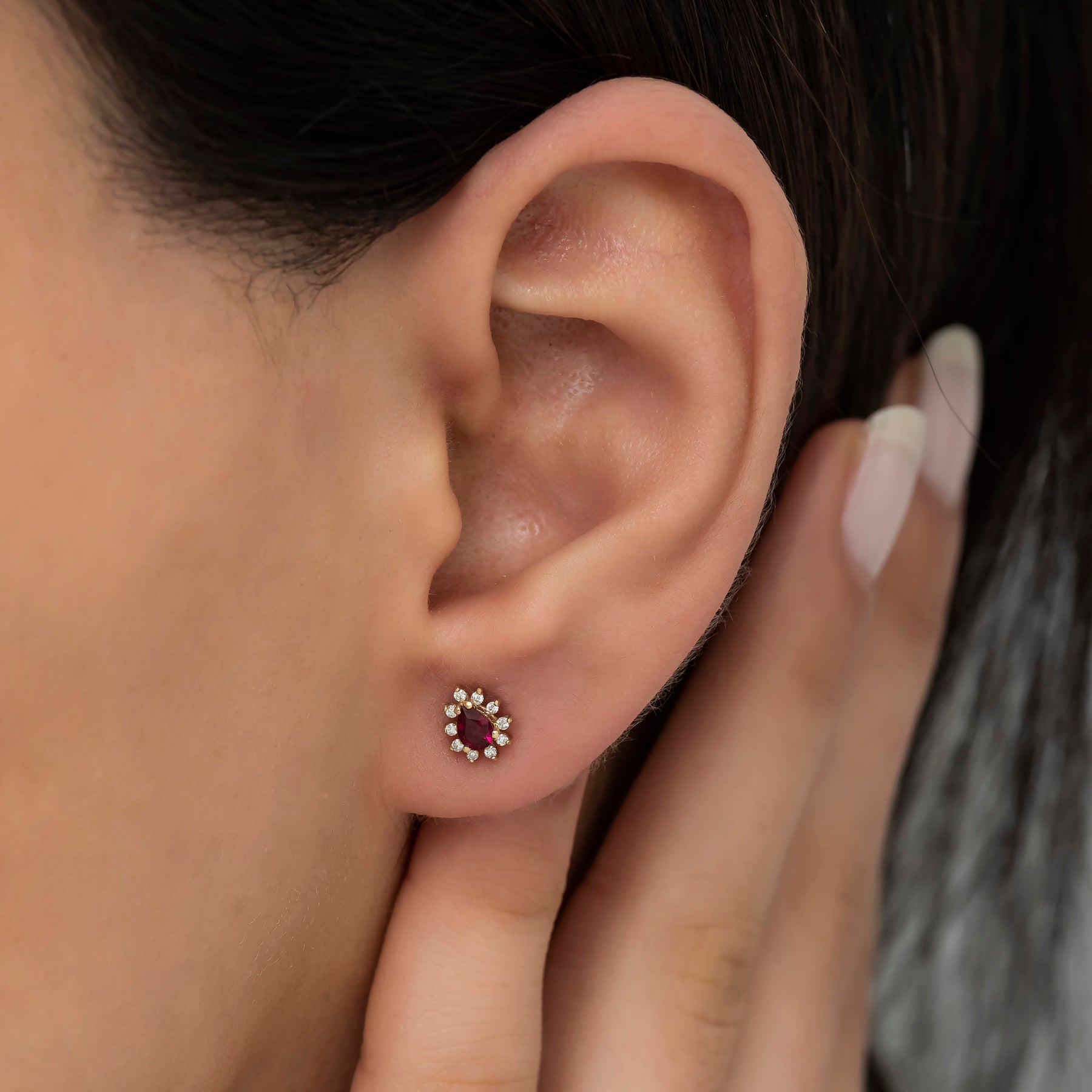 14K Gold Ruby & Diamond Pear Earrings – Astra