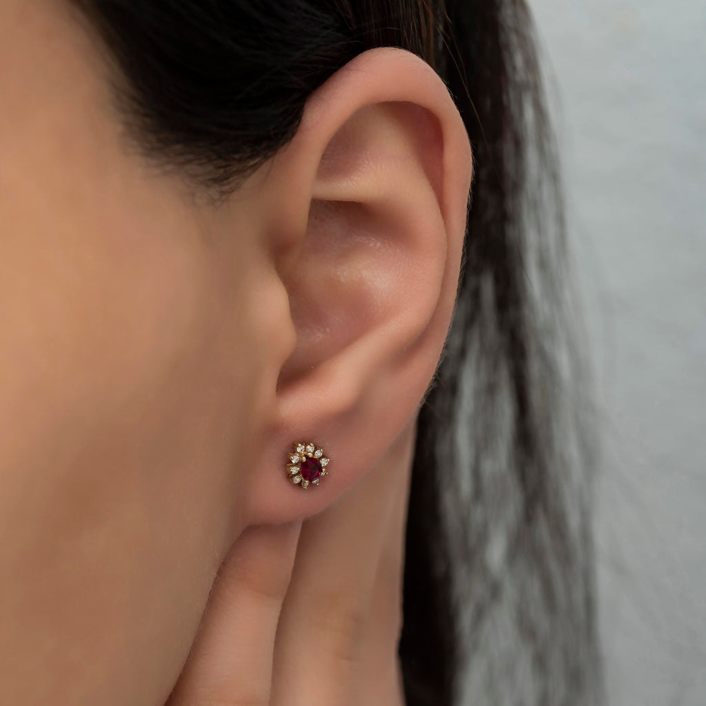 14K Gold Ruby & Diamond Pear Earrings – Astra