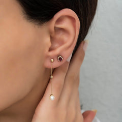 14 Ayar Altın Yakut ve Pırlanta Armut Küpeler – Astra