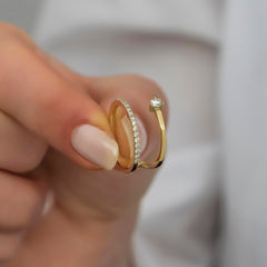 14K Gold Unique Diamond Engagement Ring – Norelle