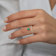 14K Gold Pear Emerald & Diamond Ring – Elviera