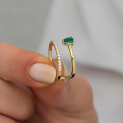 14K Gold Pear Emerald & Diamond Ring – Elviera