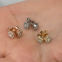14K Gold Diamond Halo Stud Earrings — Liora