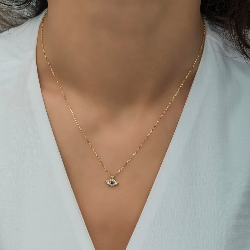 14K Gold Diamond Evil Eye Necklace – Sentinel