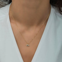 14K Gold Diamond Evil Eye Necklace – Sentinel