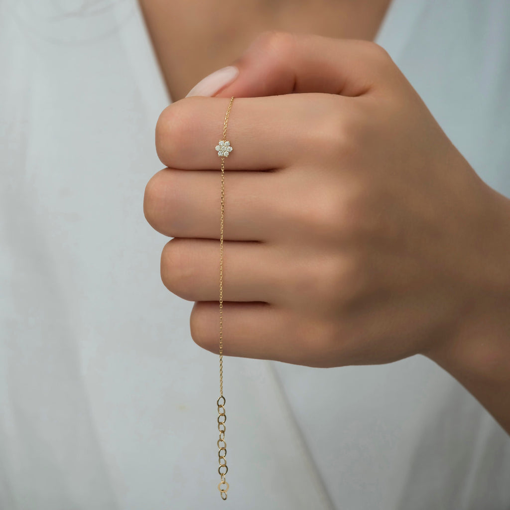 14K Gold Diamond Flower Bracelet – Bloom