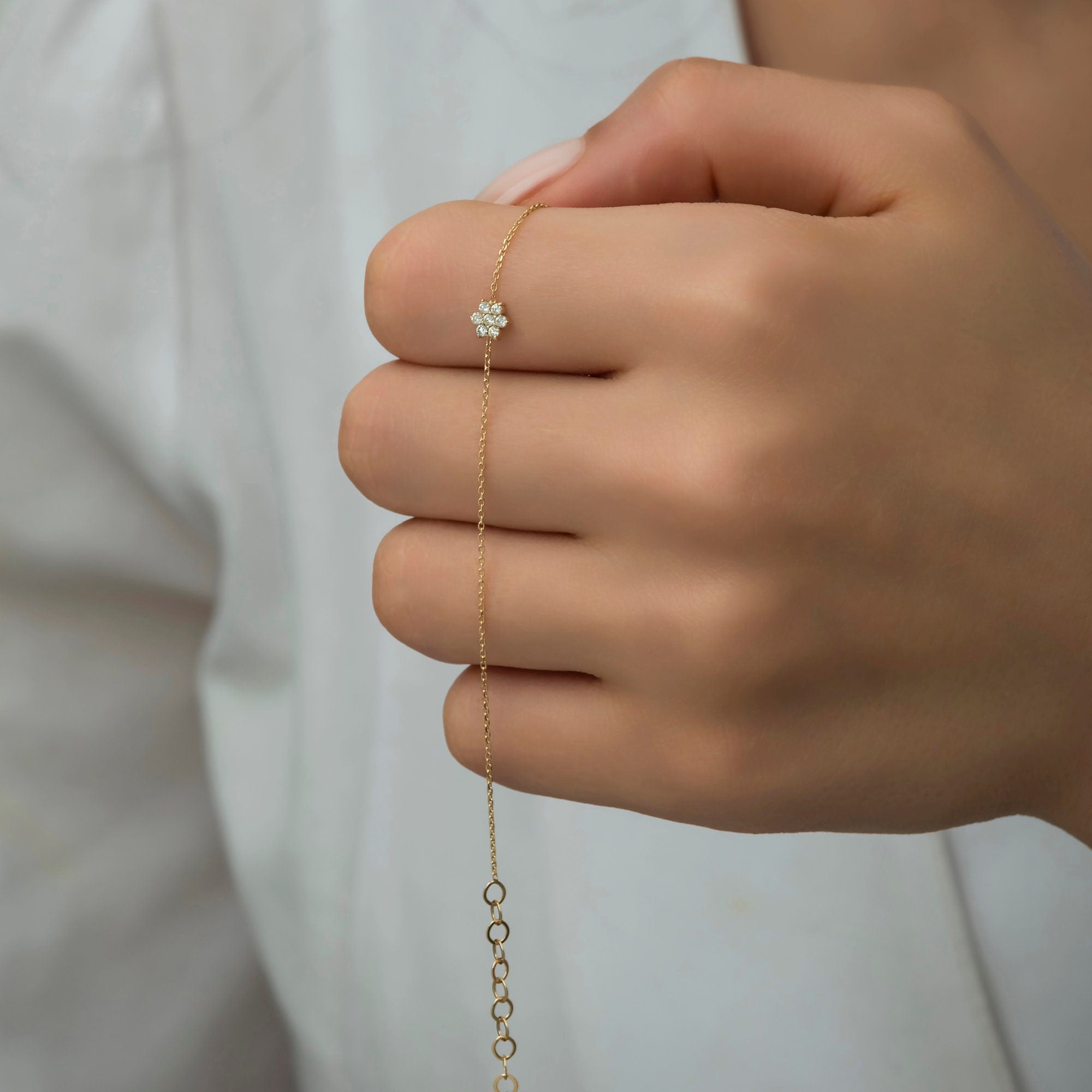 14K Gold Diamond Flower Bracelet – Bloom