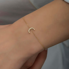 14K Gold Diamond Crescent Moon Bracelet – Lunara