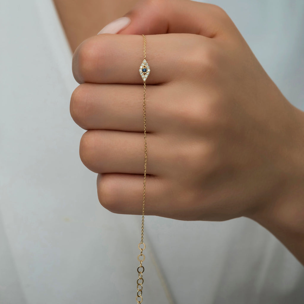 14K Gold Diamond Evil Eye Bracelet – Sentinel