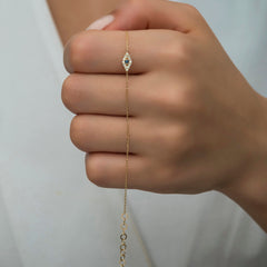 14K Gold Diamond Evil Eye Woman Bracelets/ Diamond Sapphire Evil Eye Bracelet Gift for Her/ Danty Diamond Woman Bracelets/ Gift for Her