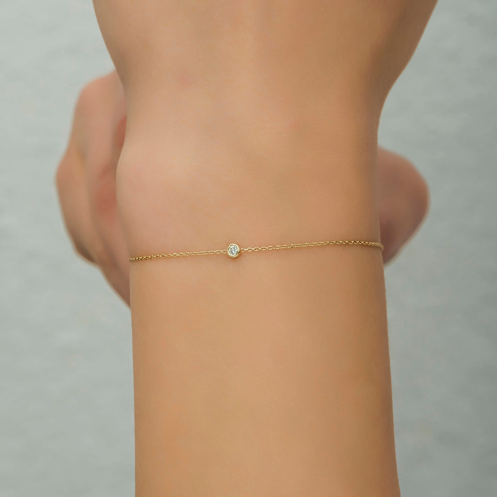 14K Gold Bezel-Set Diamond Bracelet – Serelis