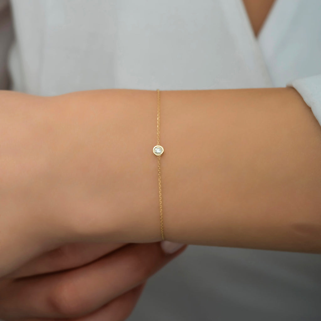 14K Gold Bezel-Set Diamond Bracelet – Serelis