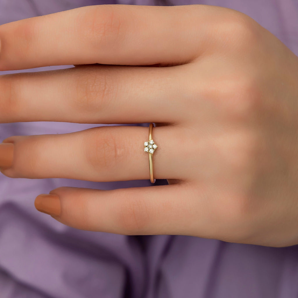 14K Gold Diamond Flower Ring – Florisse