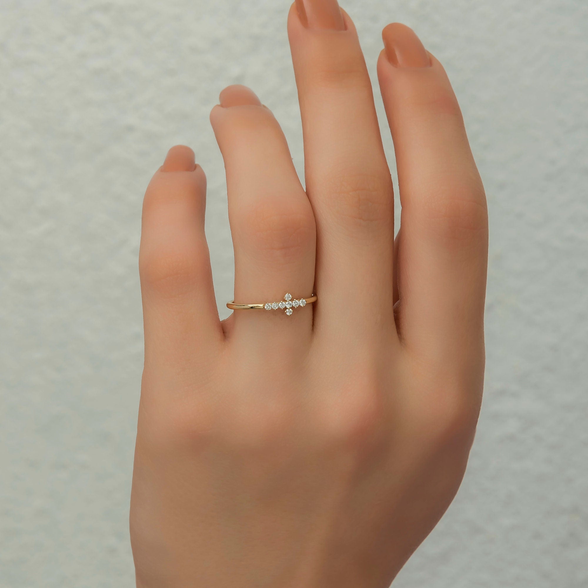 14K Gold Diamond Cross Ring – Valenne