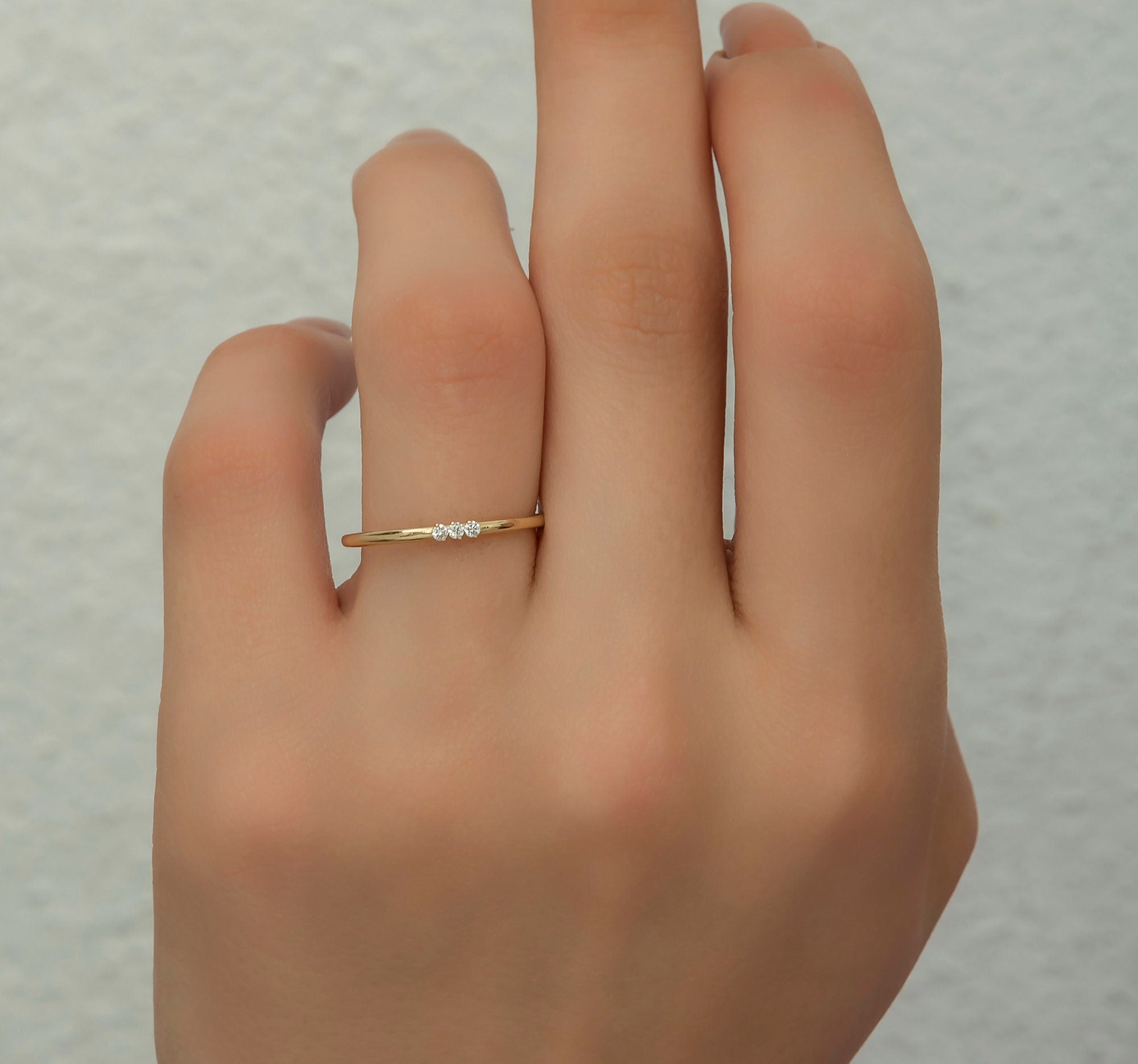 14K Gold Diamond Trio Ring – Arlisse