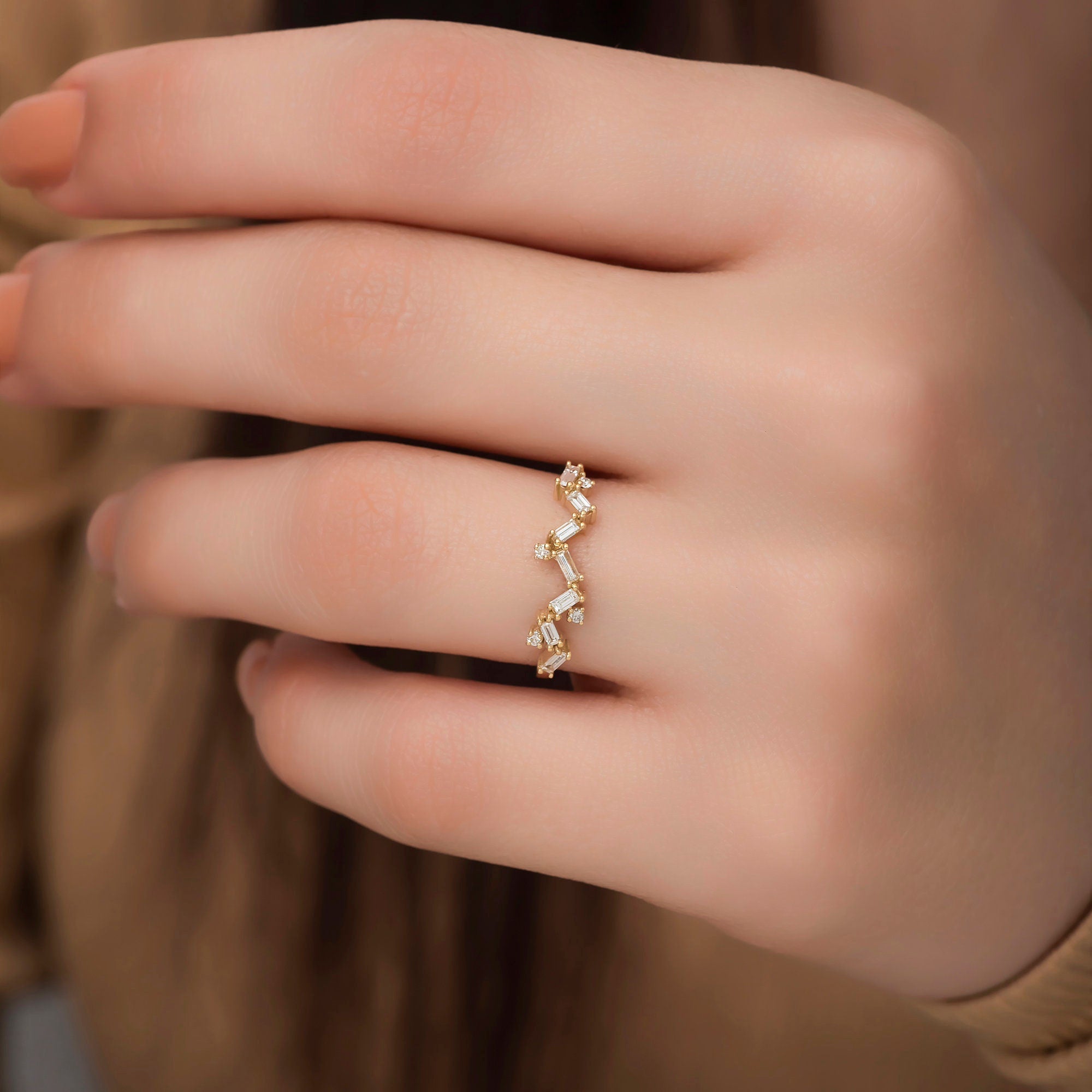 14K Gold Baguette Diamond Ring – Cylena