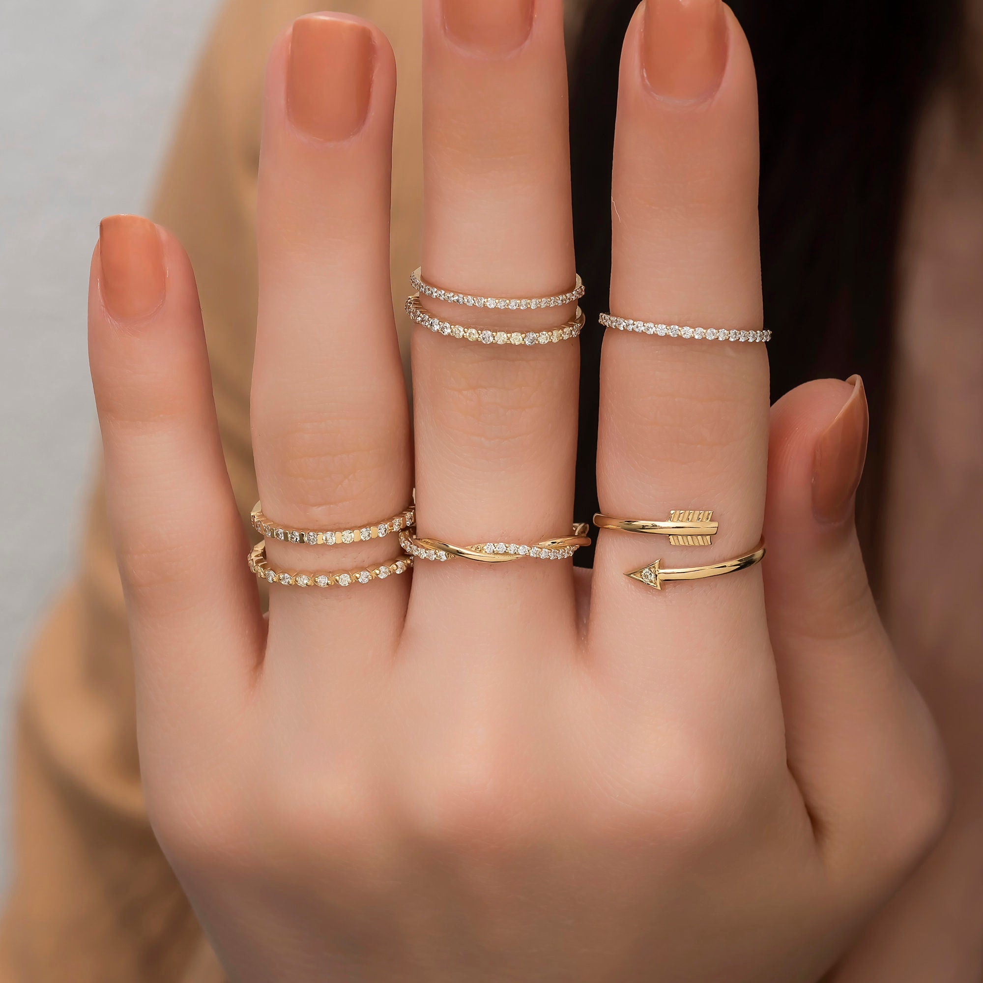 14K Gold 1.40 MM Round Diamond Half Eternity Band – Mirvane