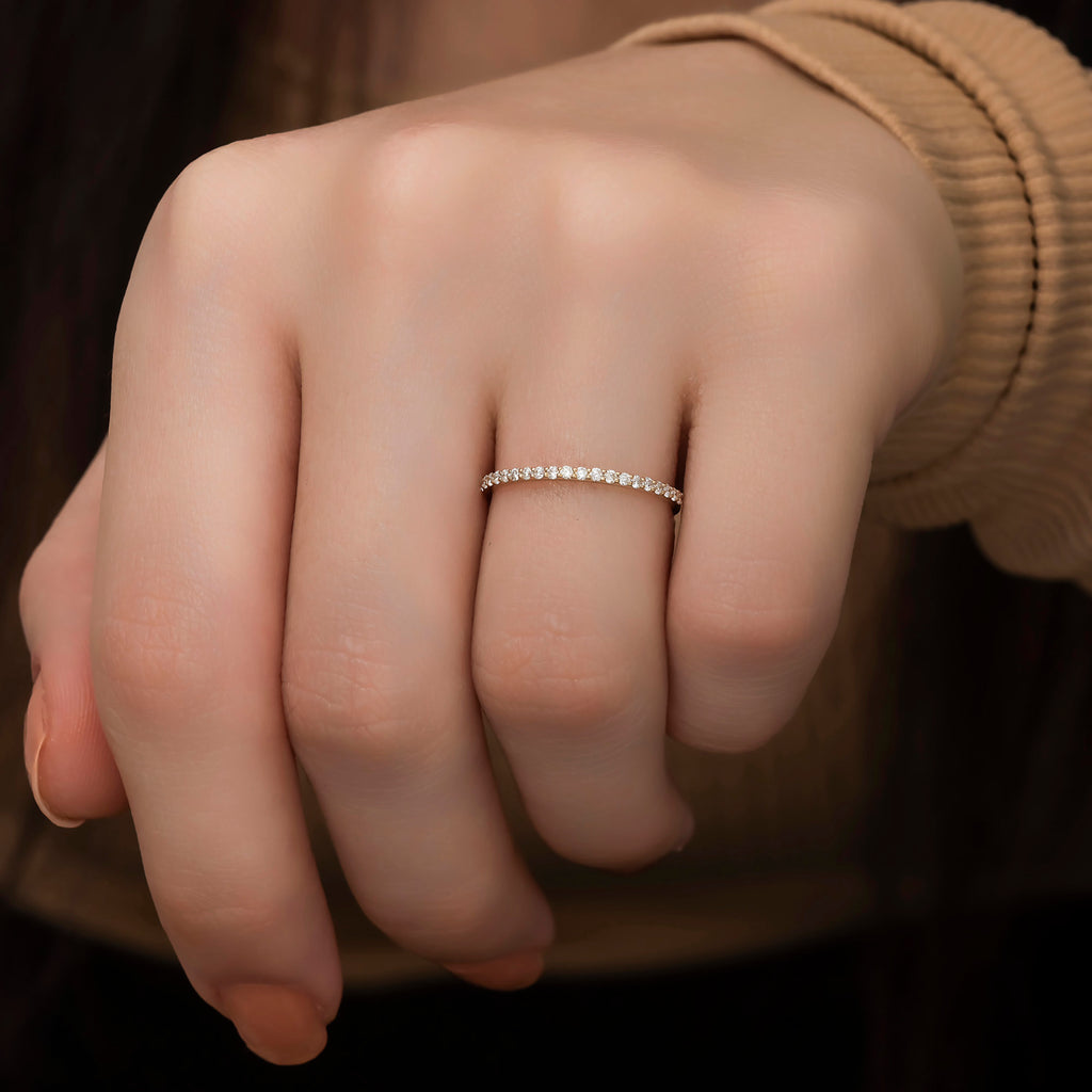 14K Gold 1.40 MM Round Diamond Half Eternity Band – Mirvane