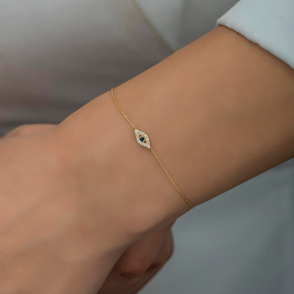 14K Gold Diamond Evil Eye Bracelet – Sentinel
