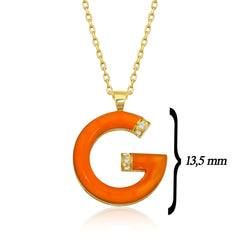 14K Gold Diamond Enamel Initial Necklace – Lureva