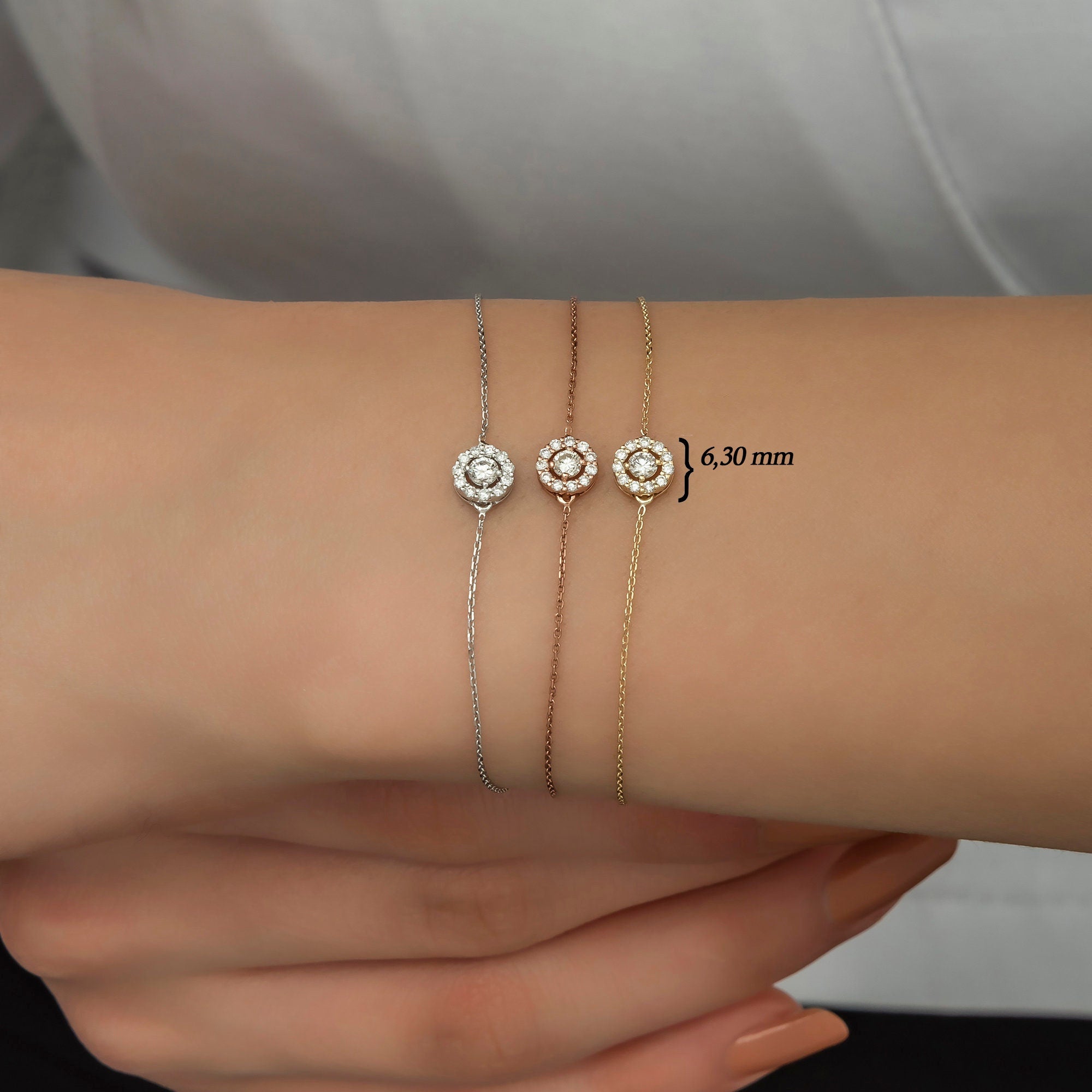 14K Gold Diamond Halo Bracelet — Liora