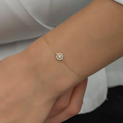 14K Gold Diamond Halo Bracelet — Liora