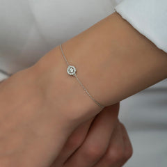 14K Gold Diamond Halo Bracelet — Liora